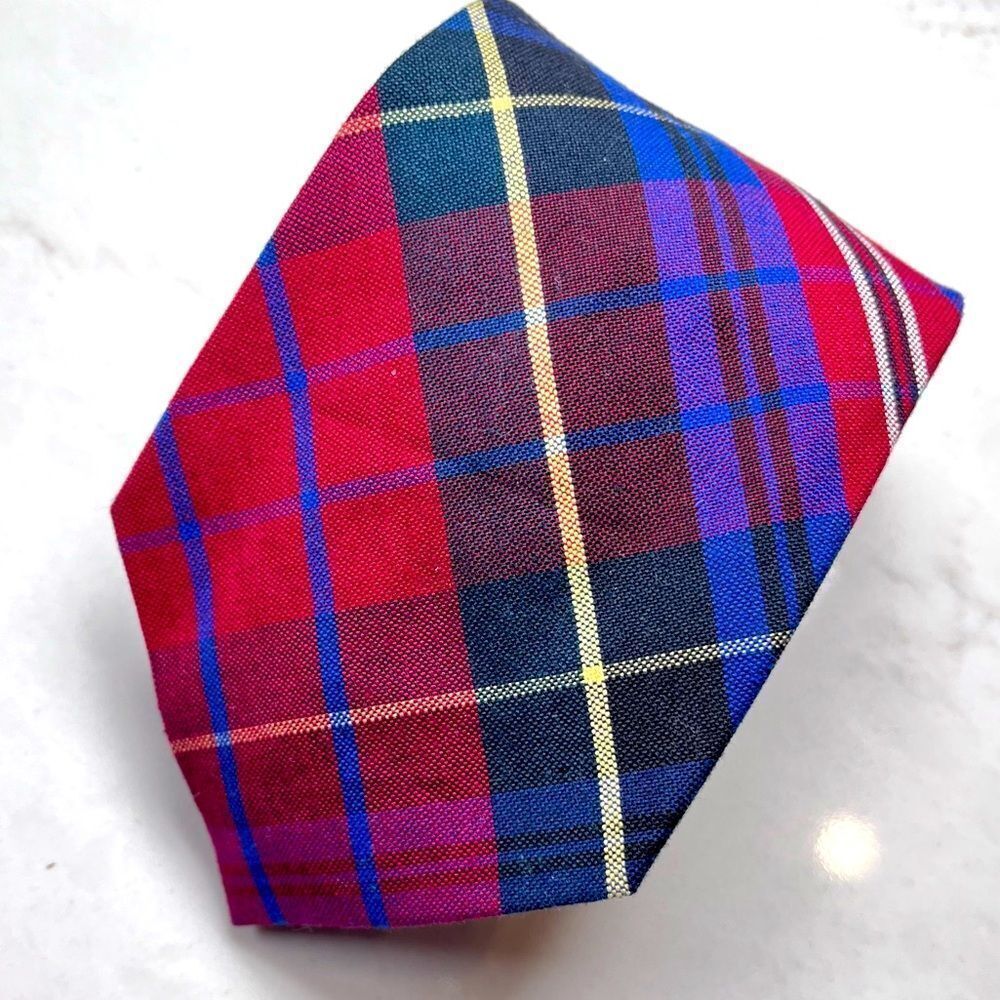 Polo by Ralph Lauren Vintage 80s Cotton Tartan Neck Tie